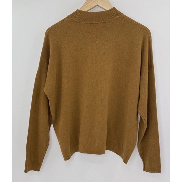 H&M Women’s Mustard Brown Knit Dolman Sleeve Sweater Sz M Boho Preppy Hippie - Picture 2 of 8